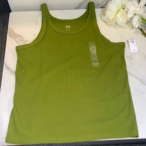 GAP Women's Olive Green Ribbed Scoopneck Tank Top Size Large